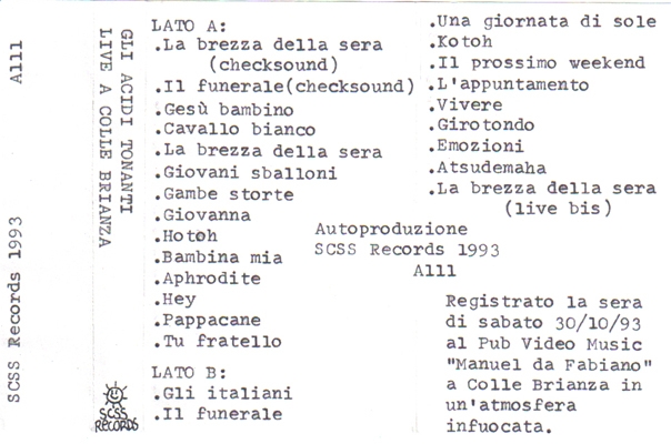 a111 gli acidi tonanti: live a colle brianza 1993 a111 gli acidi tonanti: live a colle brianza 1993